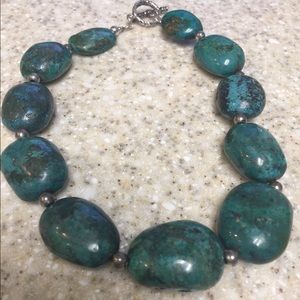 AMAZING Sterling Chunky Turquoise Pyrite Necklace